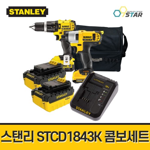 스탠리 STCD1843K 충전 해머/임팩드릴 충전 콤보 세트 배터리2개 충전기 4.0Ah